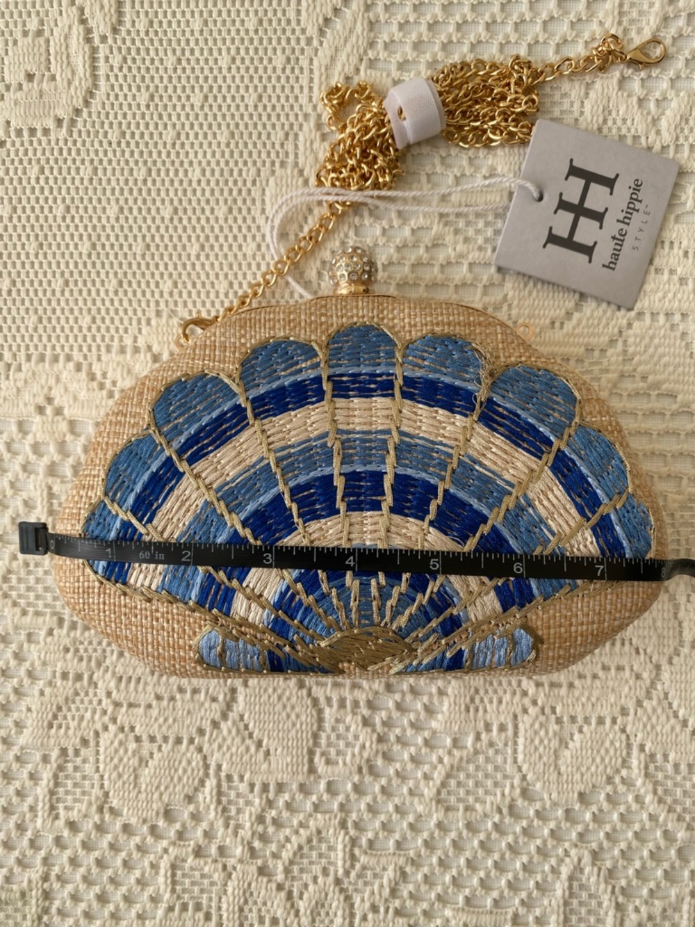 Haute Hippie Shell Clutch with Gold Chain - Picture 9 of 12